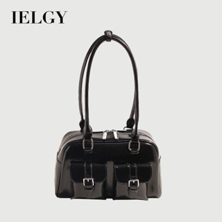 IELGY 復古休閒通勤單肩腋下包 大容量簡約保齡球包