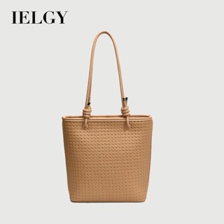 ielgy 時尚編織紋包 大容量復古水桶包 百搭通勤腋下斜揹包