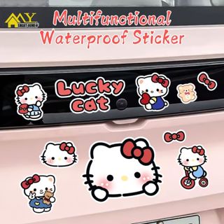 Hello Kitty 電動車貼紙卡通汽車電動車頭盔劃痕裝飾貼紙熊貓蠟筆小新卡通多功能貼紙-CX.9