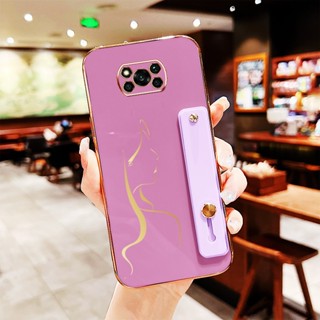 XIAOMI YBD 小米 POCO X3 Pro POCO X3 NFC 極簡線條美少女電鍍軟殼腕帶式手機殼