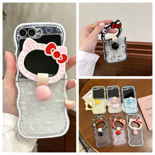 SAMSUNG 可愛貓耳蝴蝶結戒指架軟殼三星 Galaxy Z Flip 6 Z Flip 5 Z Flip 4 Z F