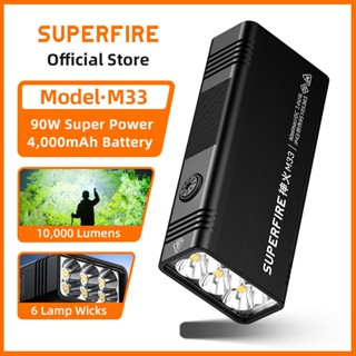 SUPERFIRE M33 90W 強力 LED 手電筒 6 高亮度燈珠超亮 10000LM 手電筒,適用於戶外露營