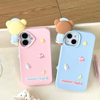 相容iPhone 16ProMax 15ProMax 14ProMax 12 13ProMax 可愛卡通熊矽膠手機保護套