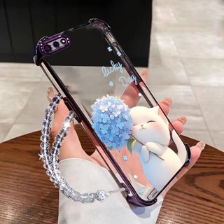 適用於 OPPO a1k OPPO A3S OPPO A12E 手機殼軟殼矽膠防震保護套新設計美學透明卡通貓手鍊女孩 S