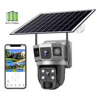 V380 PRO 4MP 戶外防水太陽能監視器 WIFI/4G SIM卡攝影機 免網免插電 三畫面攝像頭 1臺頂三臺