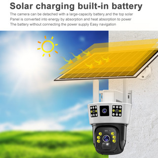 V380 PRO 4MP 戶外防水太陽能監視器 WIFI/4G SIM卡攝影機 免網免插電 三畫面攝像頭 1臺頂三臺