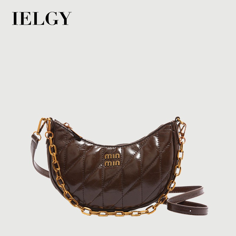 IELGY 復古菱格單肩斜背包 高級感手提餃子包