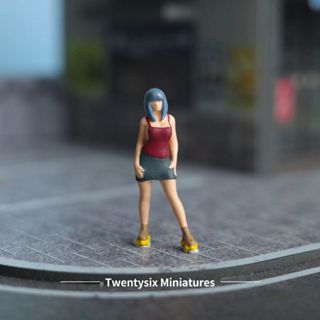 1件套-1:64&1:87比例-漂亮的輪滑女孩-運動-少女-優美-美麗-微非滿版人，微縮模型，適用於DIY景觀、創意場景