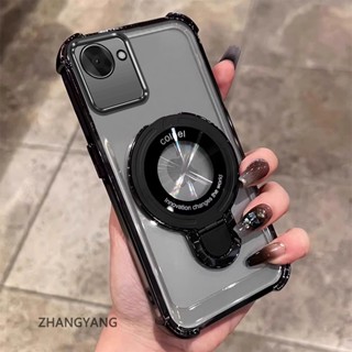 Realme C30 C30s手機殼美學新設計手機殼電鍍四角防摔功能TPU軟殼帶手機支架