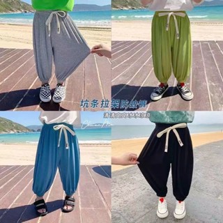 兒童抖抖防蚊褲夏季新款兒童燈籠褲寬鬆男女寶寶百搭束腿褲中兒童防蚊褲燈籠褲休閒運動褲