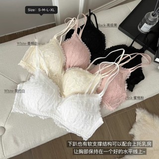 ROSE夫人 舒適薄款蕾絲內衣女小胸集中爆乳不空杯無鋼圈美背內衣套裝薄款胸罩性感 氣質美背透氣內衣 集中上託內衣