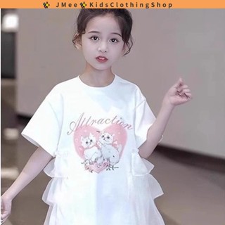 【現貨】3-14歲女童短袖T恤裙2025新款兒童連衣裙中大童時尚公主裙時尚上衣