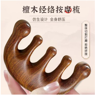 檀木經絡按摩梳天然實木多功能臉部頭部按摩梳子木質養生器具