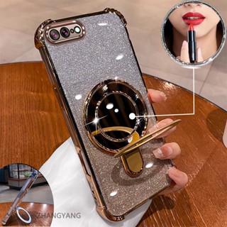 IPhone 7 Plus 手機殼 iPhone 8 Plus 美學閃光電鍍美學手機殼帶鏡面效果手機支架矽膠 TPU 防