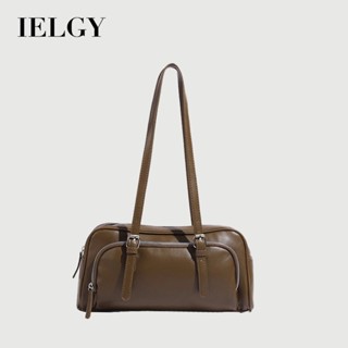 IELGY 單肩腋下復古法棍包 大容量手提波士頓包