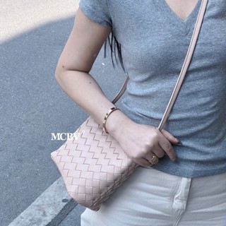 MCBV羊皮手工編織包包女2025新款高階感百搭小眾真皮單肩小斜挎水桶包