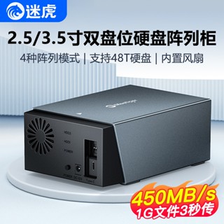 迷虎硬碟陣列櫃雙盤位RAID磁碟盒子 3.5/2.5寸機械SATA儲存器 固態機械盤讀取器 外接硬碟盒
