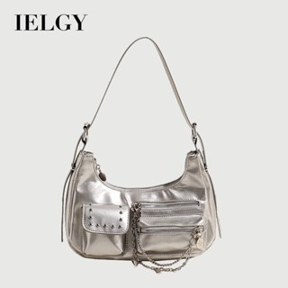 IELGY 時尚大容量包 素色高質感斜揹包 百搭通勤斜揹包腋下包