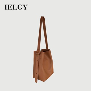 IELGY 質感大包 時尚單肩斜揹包 上班通勤大容量軟皮水桶包