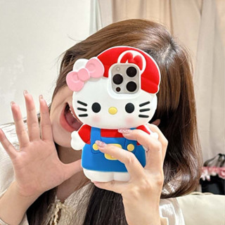 可愛的 hello kitty 矽膠手機殼相容 iPhone 16ProMax 15ProMax 14ProMax 12