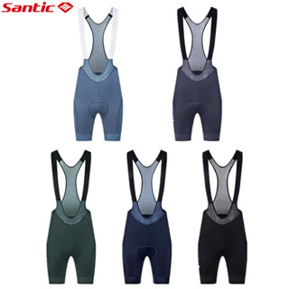 Santic 男士騎行背帶褲短褲海綿墊 5 小時騎行透氣運動自行車短褲