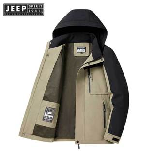 JEEP SPIRIT 1941 ESTD風衣外套單層防風雨衣透氣純色輕便外套