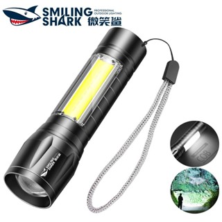 微笑鯊正品 SD611 LED迷你手電筒 XPE 帶柔光COB側燈 超亮小手電 3檔調焦 USB可充電 防水戶外露營工作
