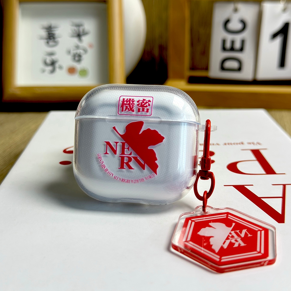 紅色卡通新世紀福音戰士 EVA TPU 保護殼,防震蓋,兼容 Apple AirPods 1 2 Pro 3 Pro2