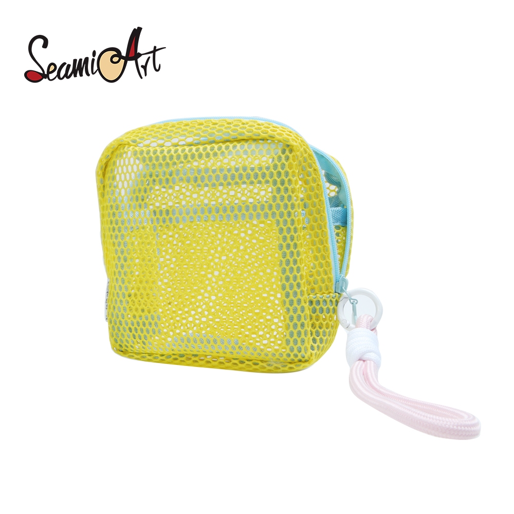 SeamiArt 1pc 網狀收納袋多巴胺彩色旅行便攜多功能化妝包