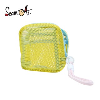 SeamiArt 1pc 網狀收納袋多巴胺彩色旅行便攜多功能化妝包