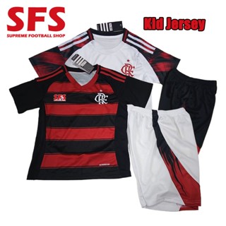 【FS】頂級品質 2025 年弗拉門戈兒童球衣套裝足球球衣足球衫運動兒童服裝球衣套裝(上衣+短褲)
