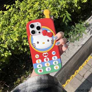 卡通復古電話 Hello Kitty 矽膠手機殼適用於 iPhone 16 15 14 13 Pro Max 外殼防震保