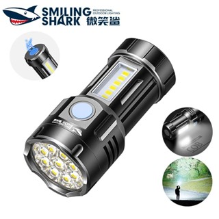 微笑鯊正品 SD5393 迷你磁吸手電筒 9*LED超亮小手電 帶COB高亮泛光側燈 6檔 Type-C 防水戶外露營