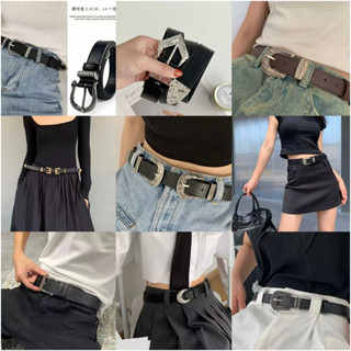 GHGl❣️時尚女士皮帶 復古浮雕扣頭腰帶 休閒復古風褲腰帶 女款歐美ins風個性裝飾褲帶酷 Y2K酷帥配飾 通勤腰帶