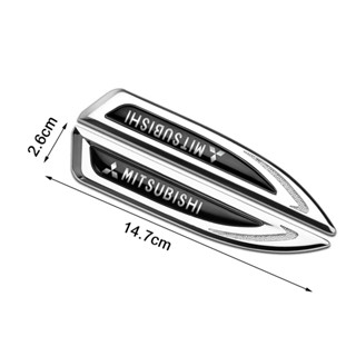 MITSUBISHI 2 件裝 3D 金屬汽車側擋泥板後行李箱標誌徽章貼紙貼花適用於三菱 Asx Lancer Outl