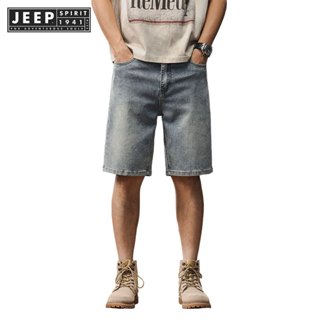 JEEP SPIRIT 1941 ESTD 男士夏季休閒百搭潮流短款復古牛仔褲