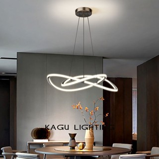KAGU現代吊燈極簡大氣主輕奢北歐簡約圓形LED餐廳吊燈