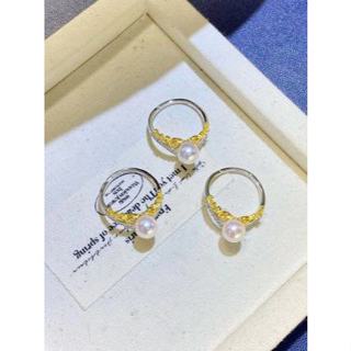 S925純銀皇冠海水珍珠戒指 k金工藝 不易褪色 優雅百搭 經典日常 高階時尚 6-7mm海水akoya珍珠