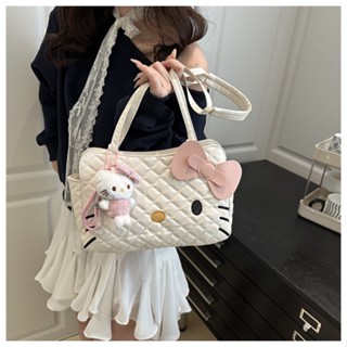 【Vogue Vibe】✨新品包包✨可愛Kitty貓後揹包包女新款潮時尚卡通托特包大容量菱格揹包