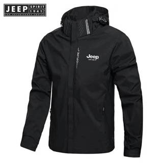 JEEP SPIRIT 1941 ESTD 男士防水雨衣輕便外連帽戶外雨衣徒步防風夾克登山戶外夾克