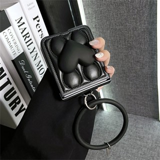 MOTOROLA 高階韓國 3D 愛心波浪羽絨服紋理黑色錶殼帶手鍊,適用於摩托羅拉 Razr 60Ultra Razr
