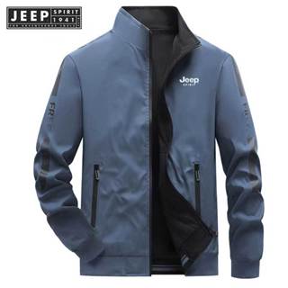 JEEP SPIRIT 1941 ESTD春秋新款時尚立領外套男士休閒寬鬆舒適防風高品質大衣