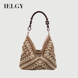 IELGY 手工編織大容量草編包 海邊沙灘度假包