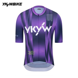 YKYWBIKE 男士騎行服夏季短袖透氣速乾山地公路自行車 YKK 拉鍊