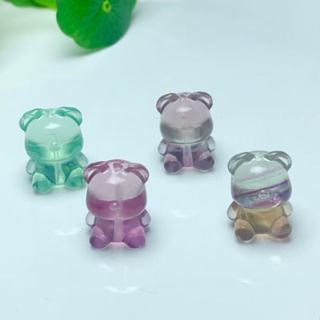 天然螢石小熊，規格18mm左右，手鍊 手串 手排 手環 飾品 項鍊 百搭 配件 DIY 吊墜 開光 開運 辟邪 水晶