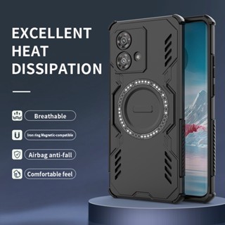 超強防摔 散熱手機殼 適用摩托羅拉Moto Edge 40 Neo 5G 磁吸四角氣囊矽膠鏤空透氣硬殼鏡頭保護套磁性全包
