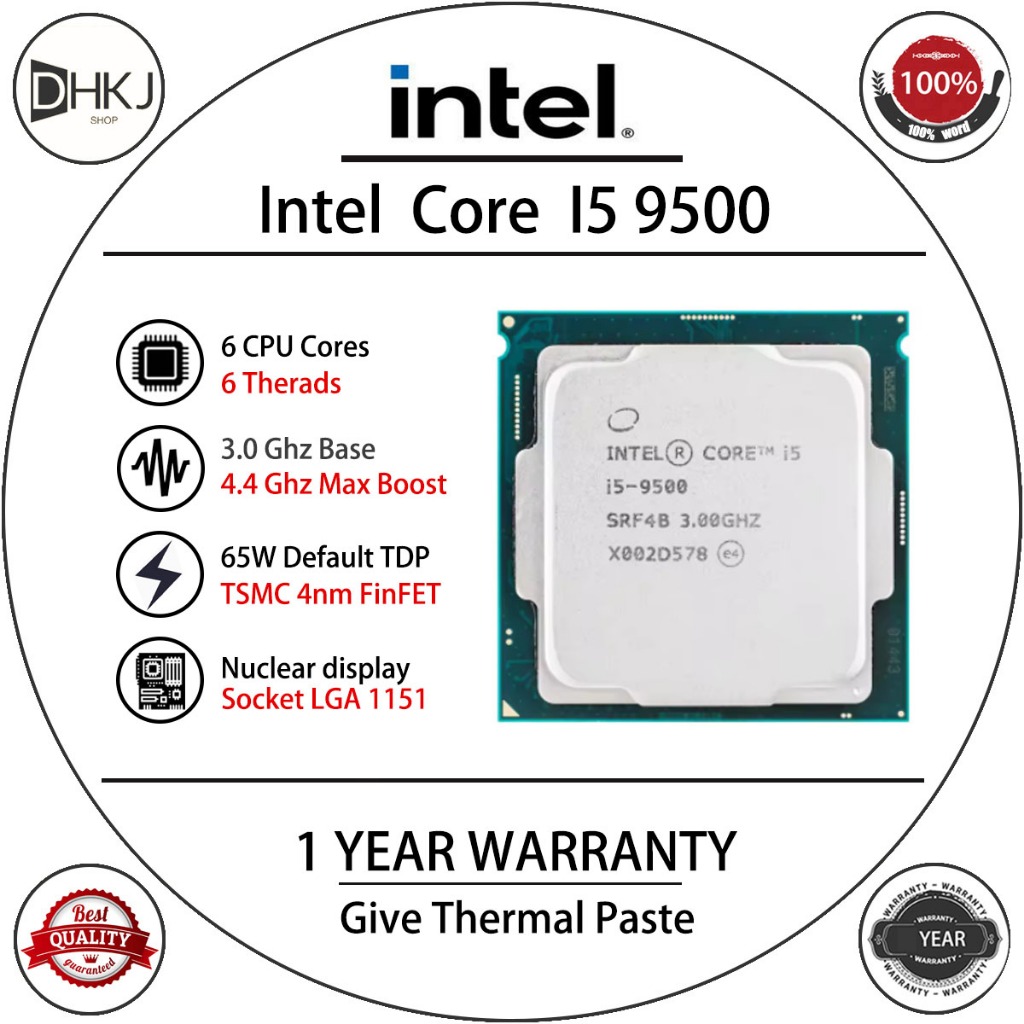 二手英特爾酷睿 i5 9500 處理器 LGA 1151 3.0GHz 6 核 6 線程 CPU 65W 9M 處理器