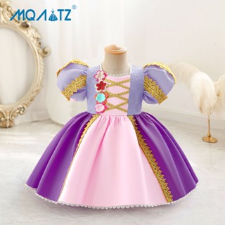 MQATZ 花卉兒童電影角色扮演服裝女嬰衣服短袖公主裙派對 1 2 3 4 年 SMR076