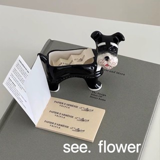 【SEE✿ FLOWER】創意可愛卡通小狗陶瓷收納擺件ins風黃油萌收納裝飾擺件 收納盒擺件客廳茶几裝飾清潔桌面鑰匙首飾