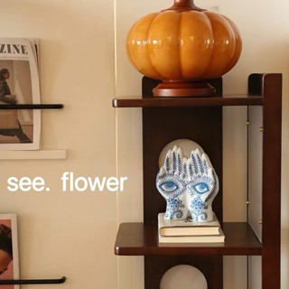 【SEE✿ FLOWER】珍稀之眼青花瓷雕塑客廳書桌玄關桌面陶瓷裝飾擺件禮盒裝 幸運之手陶瓷擺件青花瓷小雕塑客廳桌面裝飾